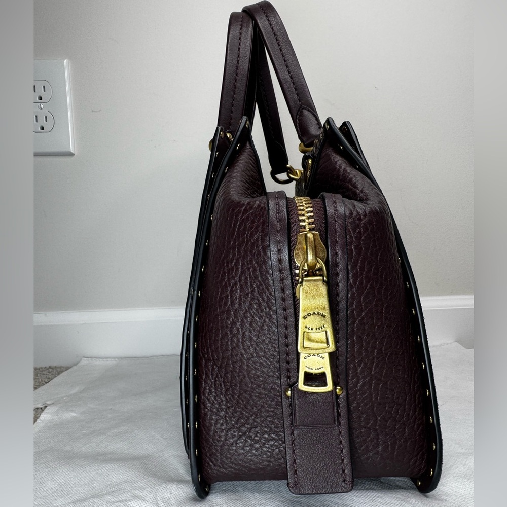 Coach Border Rivets Dreamer 36 Satchel in Oxblood Leather and Suede Bag - Picture 5 of 8